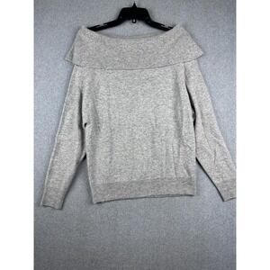 Saks Fifth Avenue Sweater Womens Small Gray 100% Cashmere Boatneck Pullover Soft